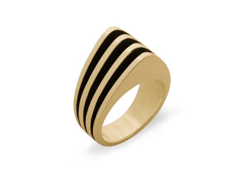 Women's stainless steel rings-Original Sydney Fin Ring, Yellow Gold