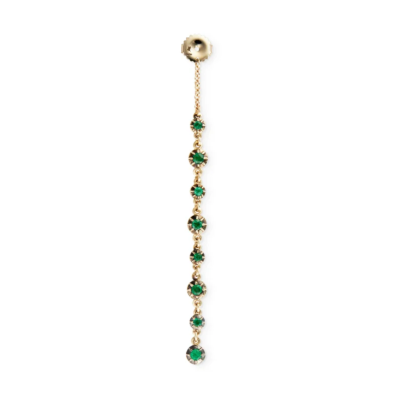 Women's vintage-inspired rings-8 BLACK RHODIUM ROUND SOPHIA EMERALD EARRING BACK