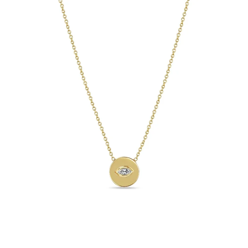 Women's graduation necklaces-Zoe Chicco 14k Marquise Diamond Small Disc Necklace