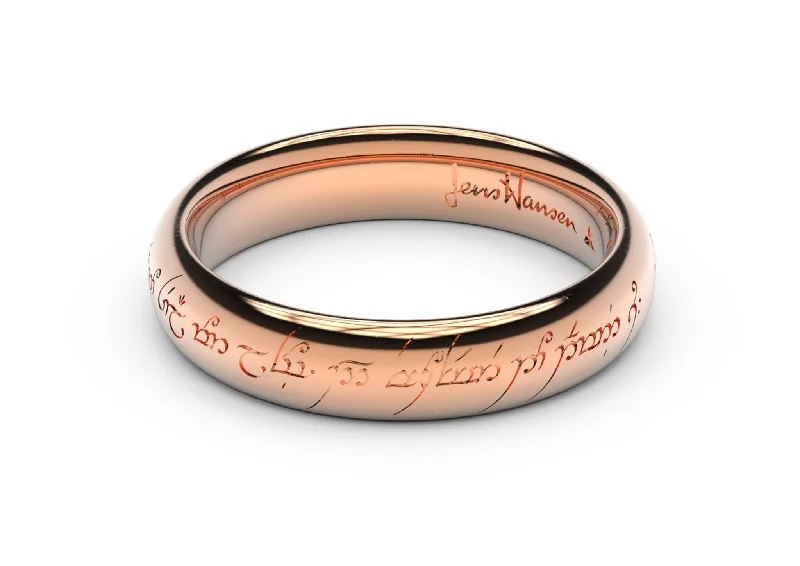 Women's adjustable rings-Petite Elvish Love Ring, Red Gold