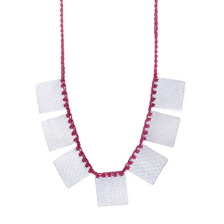 Women's DNA necklaces-7 Square Necklace in Red by Erica Schlueter