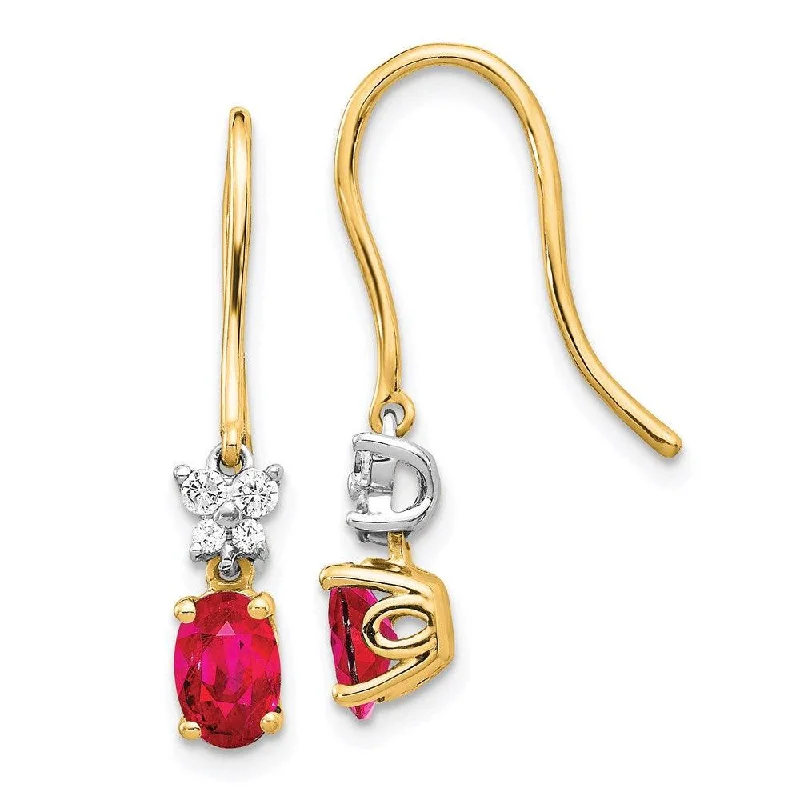 Women's pet memorial earrings-14k Two Tone Diamond & Ruby Earrings