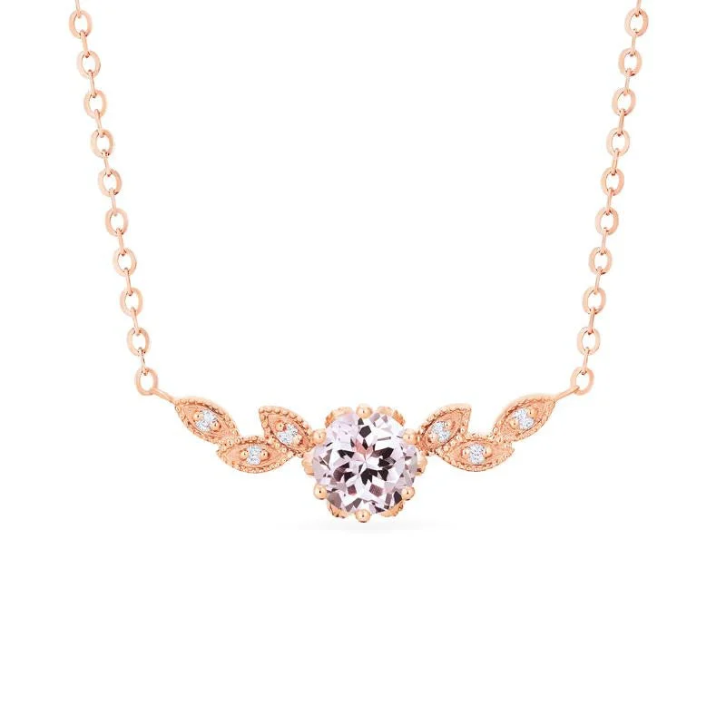 Women's modern design necklaces-[Dahlia] Floral Leaf Necklace in Morganite