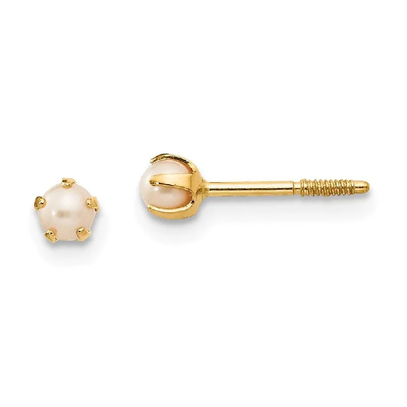 Women's ethical earrings-Madi K Kid's 14k  2.5mm FW Cultured Pearl Earrings