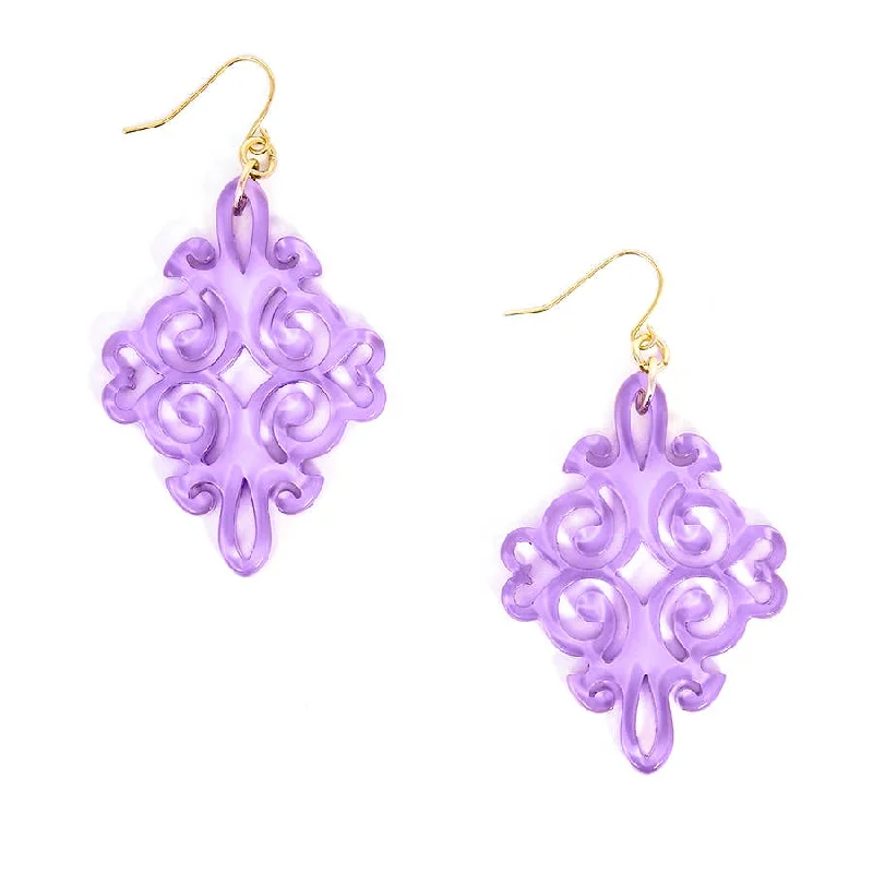 Women's custom design rings-Lavender Swirls & Twirls Resin Earring