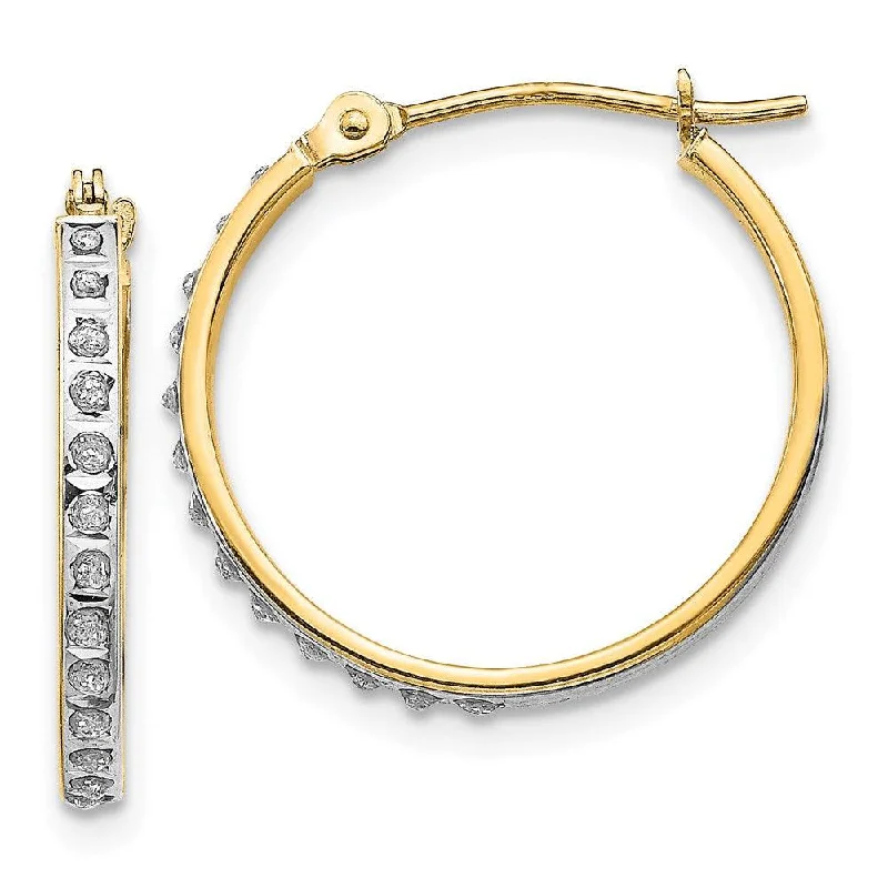 Women's crystal earrings-14k Diamond Fascination Round Hinged Hoop Earrings