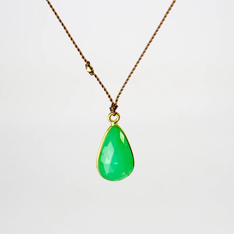 Women's birthstone necklaces-NEW! Chrysoprase Necklace with 18k Gold by Margaret Solow