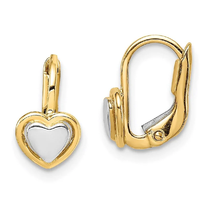 High-end women's earrings-Madi K Kid's 14k  Two-Tone  Heart Hoop Earrings