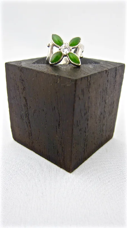 Women's sun rings-Jade Four Petal Flower Ring