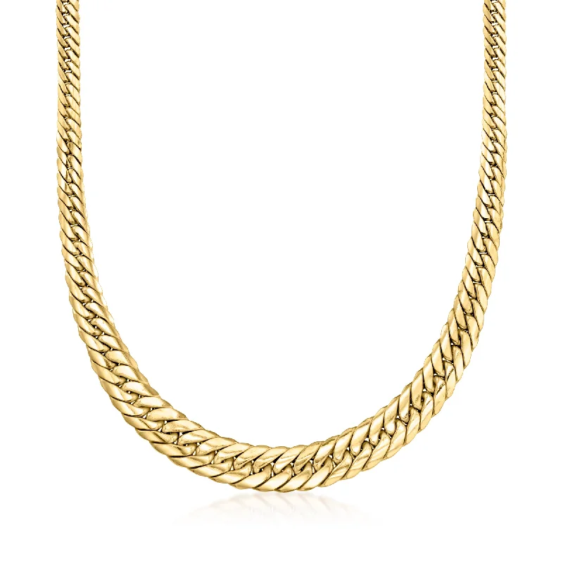 Luxury women's necklaces-Ross-Simons Italian 18kt Yellow Gold Graduated Cuban-Link Necklace