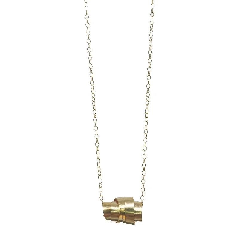 Women's K gold necklaces-Horizontal Wrapped Gold Filled Ribbon Pendant by Rina Young