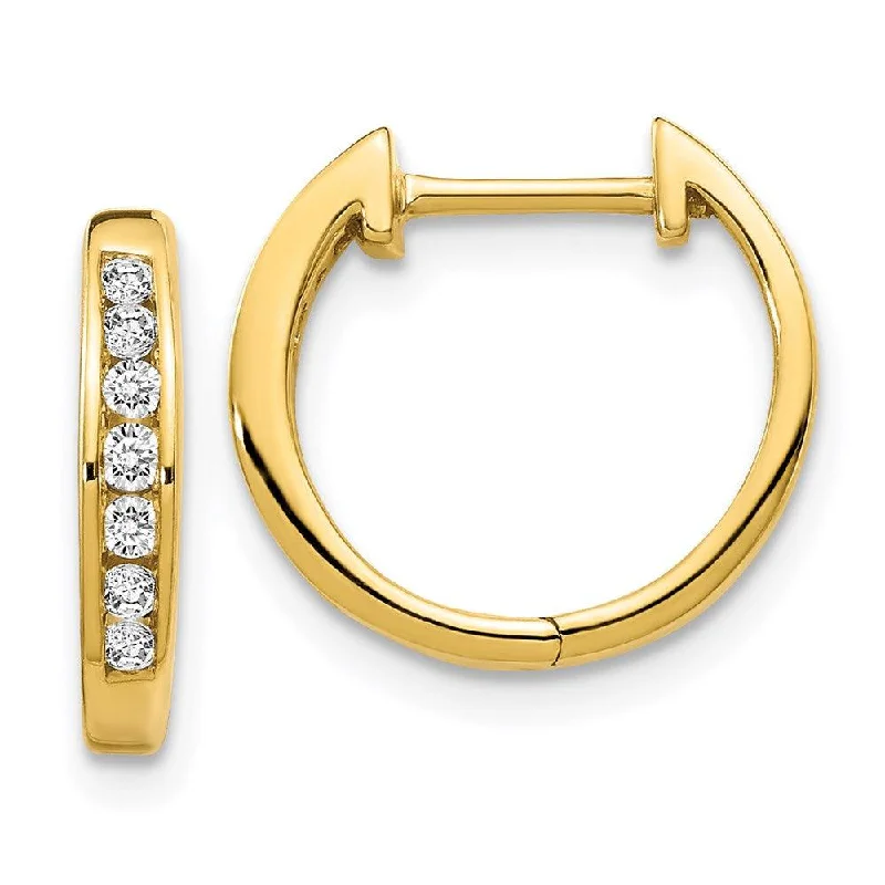 Women's star earrings-14k Gold Polished Diamond Post Hoop Earrings