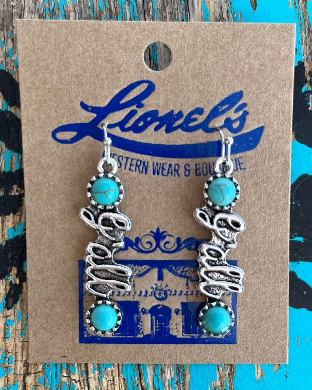 Women's pet memorial rings-Y'all Silver & Turquoise Earring