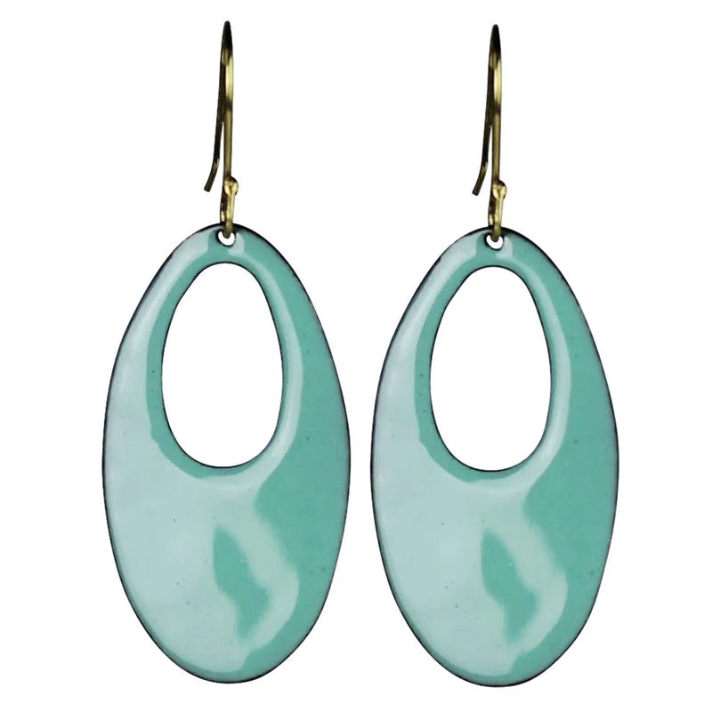 Women's luxury party rings-Donte Earring, Teardrop Cut Out Aqua Enamel - Small