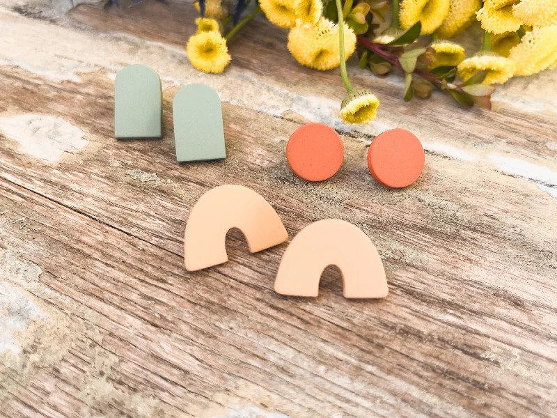 Women's personalized rings-Beautiful Colorful Stud Earring Set