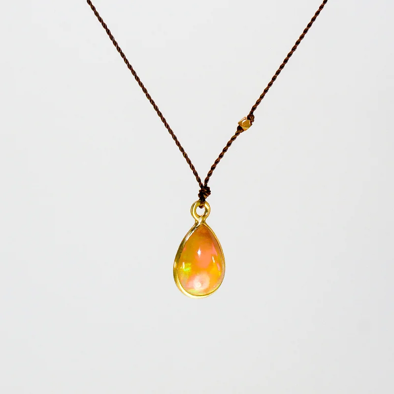 Women's personalized necklaces-NEW! Opal Necklace with 18k Gold by Margaret Solow