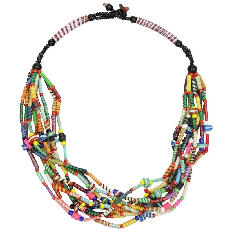 Women's bridal necklaces-Colors of Mali Recycled Necklace