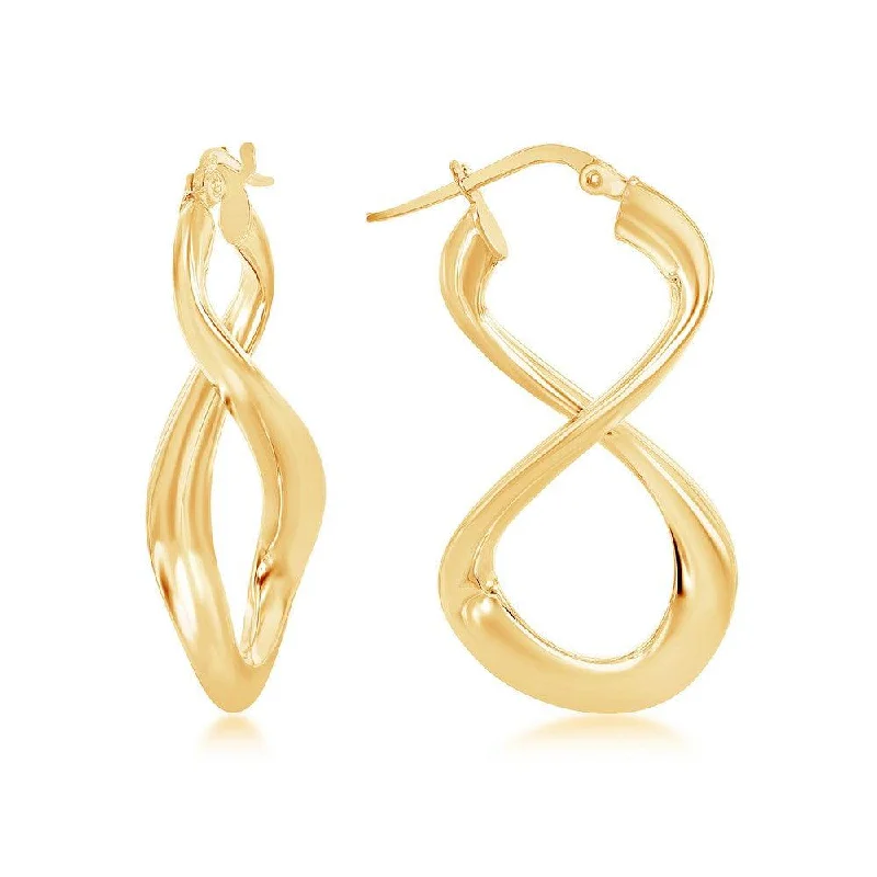 Women's celestial earrings-Sterling Silver Gold Plated Large Script Infinity Design Earrings