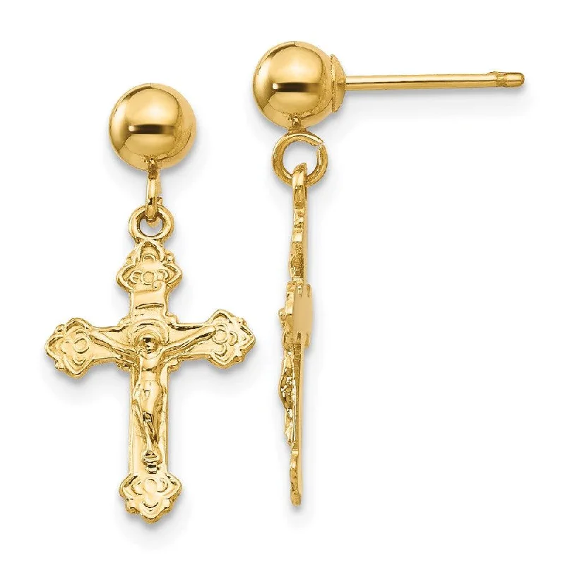 Women's stud earrings-14k Polished Crucifix Post Earrings