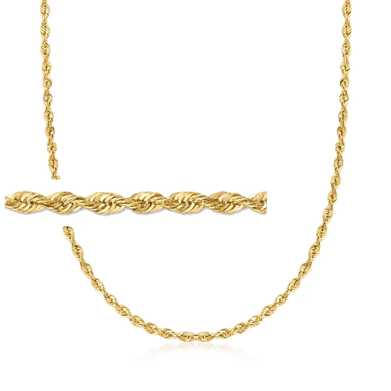 Women's ethical necklaces-Ross-Simons 2.6mm 14kt Yellow Gold Rope Chain Necklace