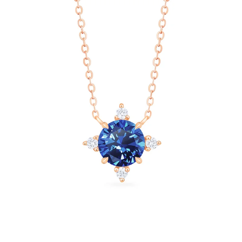 Women's geometric necklaces-[Polaris] North Star Necklace in Lab Blue Sapphire