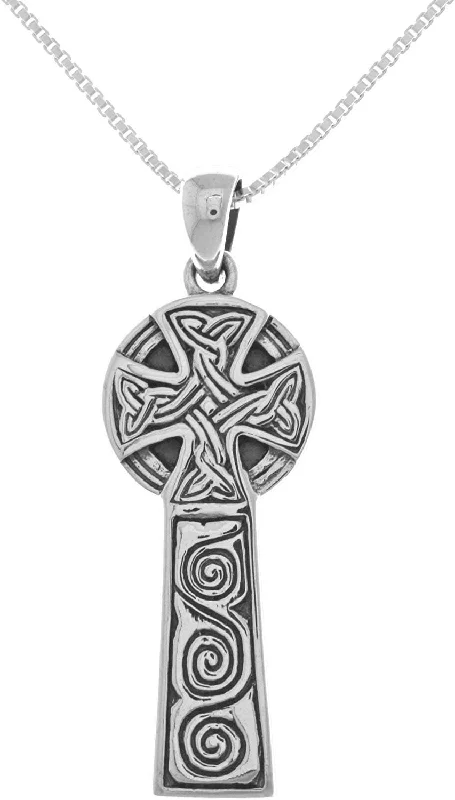 Women's star necklaces-Jewelry Trends Celtic Cross Sterling Silver Pendant Necklace 18"