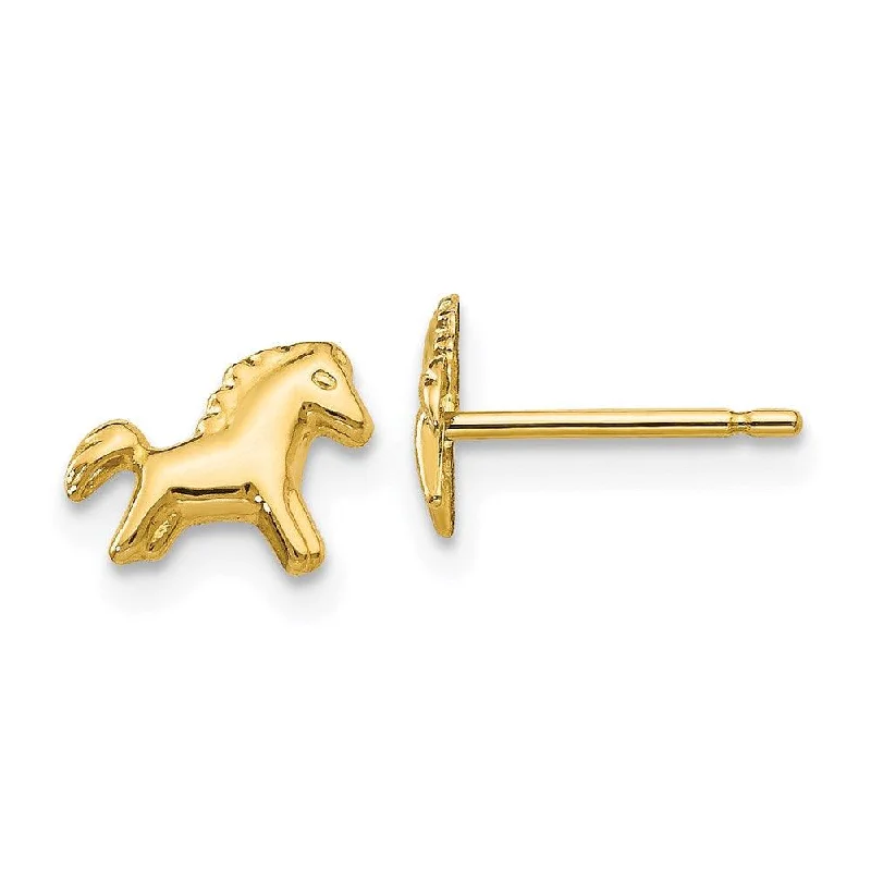 Women's waterproof earrings-14k Polished Horse Post Earrings