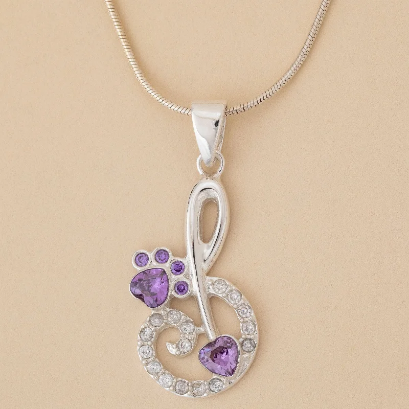 Women's fingerprint necklaces-Sterling Silver Infinity Paw Print Necklace