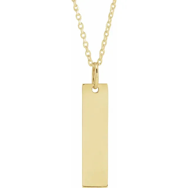 Women's rose gold necklaces-18k Plated Sterling Silver Personalized Bar Necklace with 20'Chain