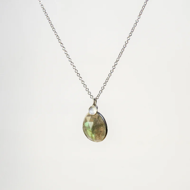 Women's mother-daughter necklaces-NEW! Labradorite Pendant with Small Pod in Sterling Silver by Sarah Richardson