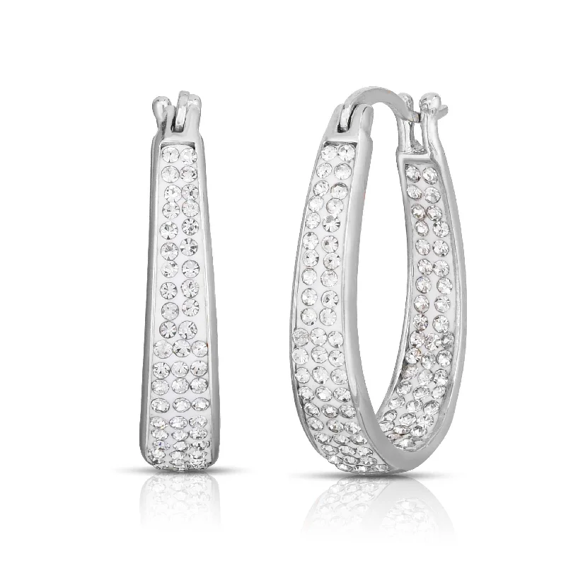 Custom women's earrings-Graduated Crystal Hoop Earrings