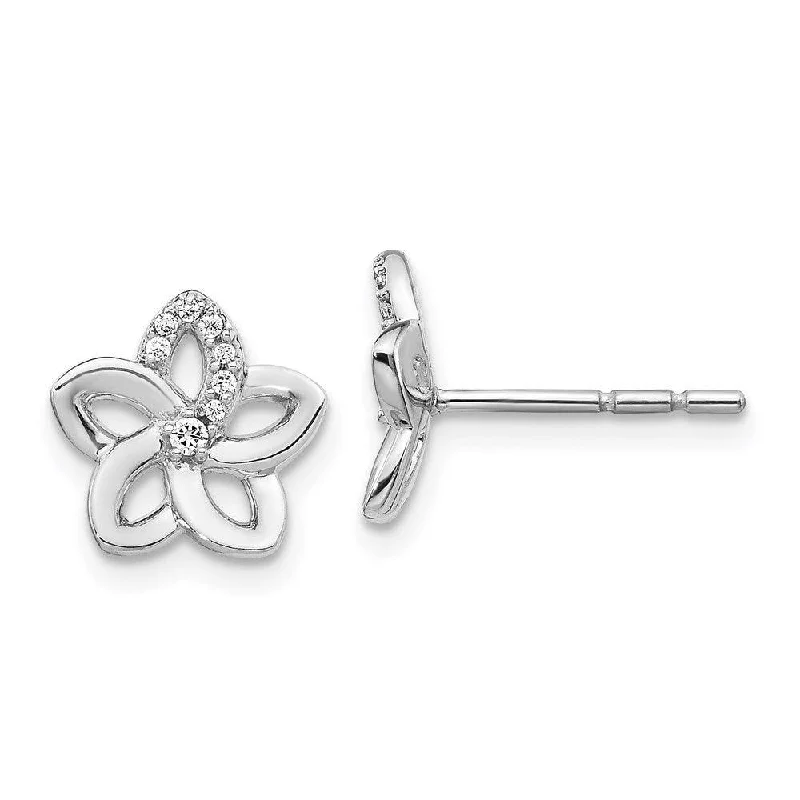 Women's dangle earrings-14k White Gold Diamond Flower Earrings