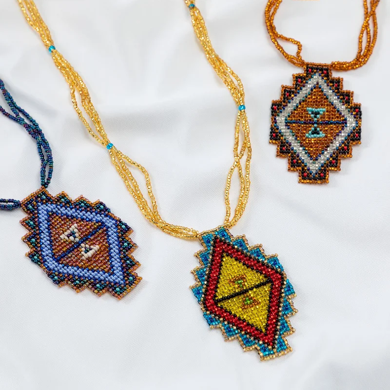 Women's party necklaces-Mayan Pyramid Beaded Pendant Necklace