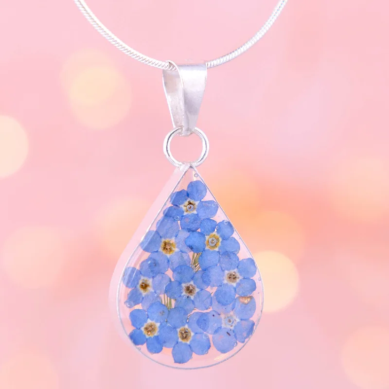 Women's gift necklaces-Forget-Me-Not Sterling Necklace