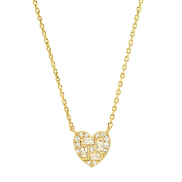 Women's symbolic necklaces-Tai CZ Heart Baguette Necklace