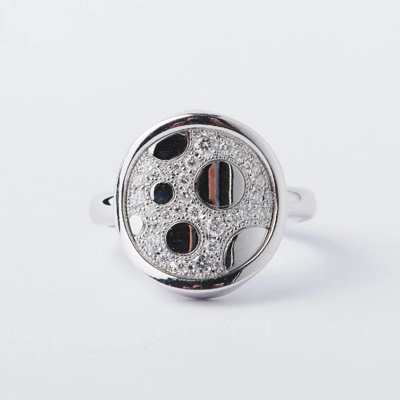 Women's minimalist rings-Round Diamond Riverbed ring