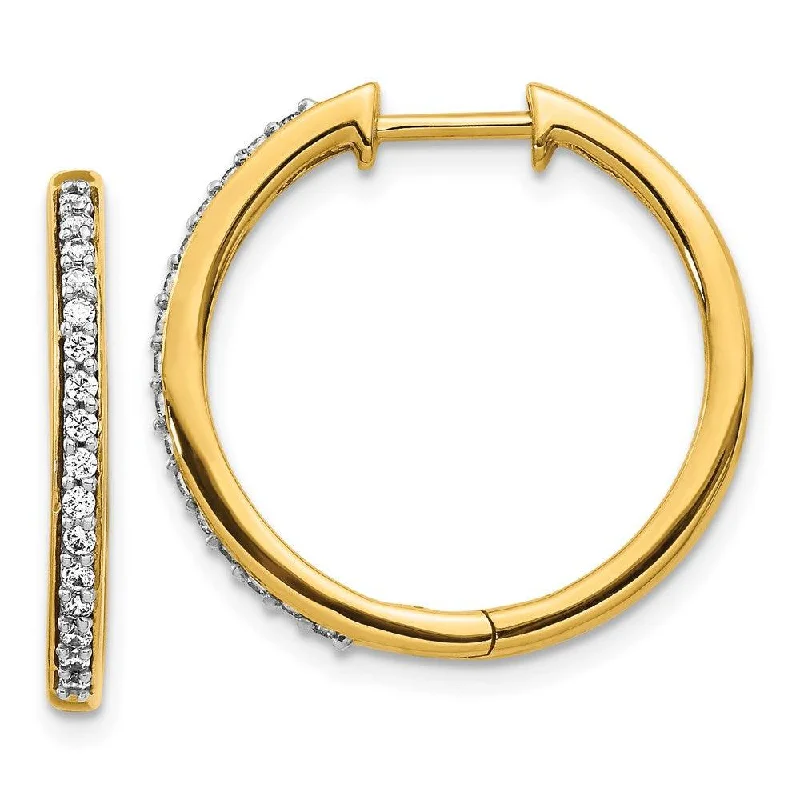 Women's ethical earrings-14k Yellow Gold Diamond Hoop Earrings