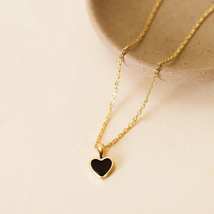 Women's vintage-inspired necklaces-Black Tourmaline Heart Pendant Necklace