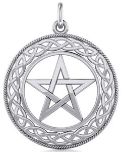 Custom women's necklaces-Jewelry Trends Celtic Knot Pentacle Pentagram Star Sterling Silver Pendant Necklace 18"