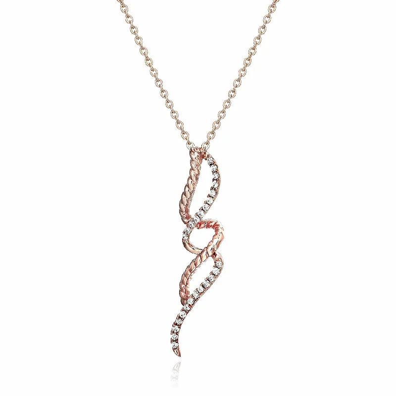 Women's unique necklaces-1/10 cttw Diamond Swirl Pendant Necklace 14K White and Rose Gold with Chain