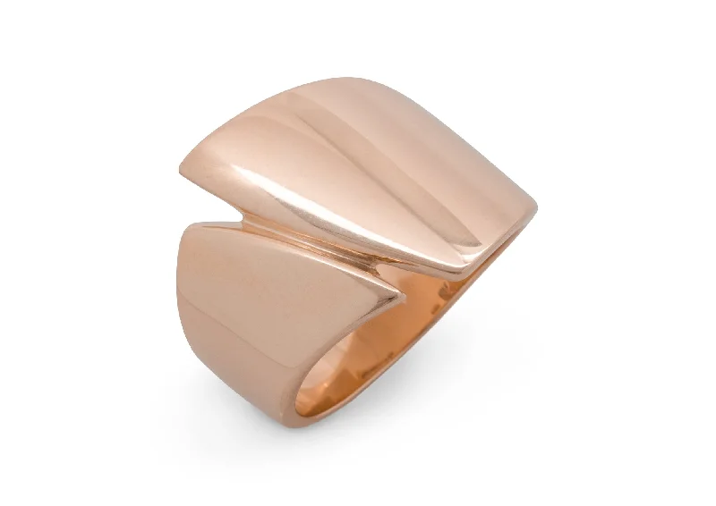 Women's fashion rings-Signature Asymmetric Ring, Red Gold