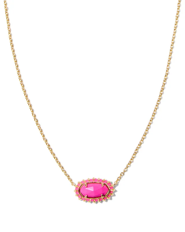 Women's exclusive necklaces-Kendra Scott - Elisa Color Burst Frame Short Pendant Necklace - Gold Neon Pink Magnesite