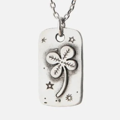 Women's art deco necklaces-Four Leaf Clover Pewter Necklace!