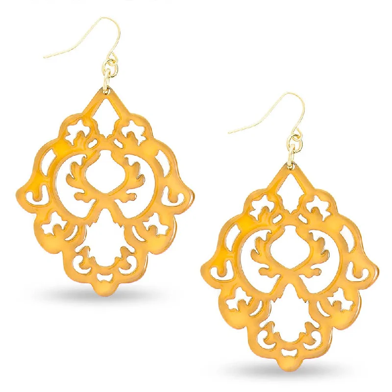 Women's cocktail rings-Honey Scroll Resin Earring