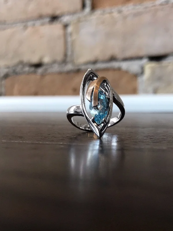 Women's party rings-Blue Topaz Marquise Ring