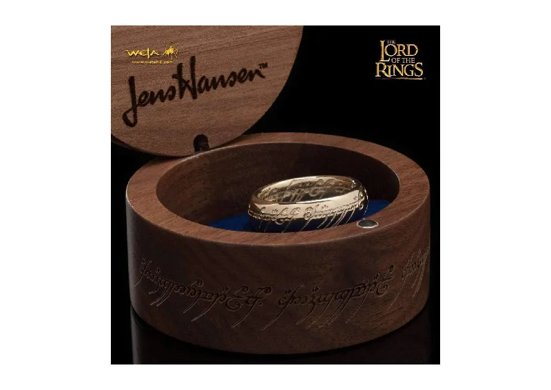 Women's symbolic rings-Gollum Ring : The One Ring - 10K Solid Gold (with Elvish Runes)