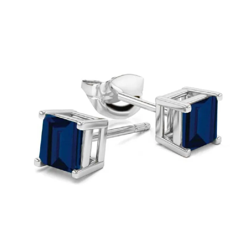 Women's photo earrings-Sapphire, Emerald, or Ruby Princess Cut Studs