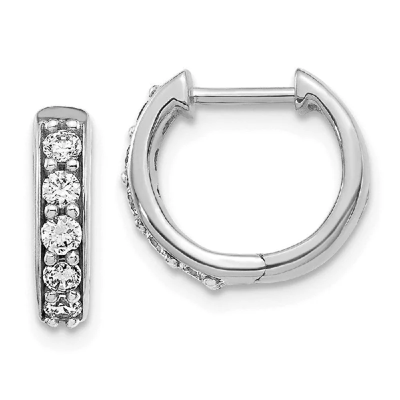 Women's formal earrings-14k White Gold Diamond Hoop Earrings