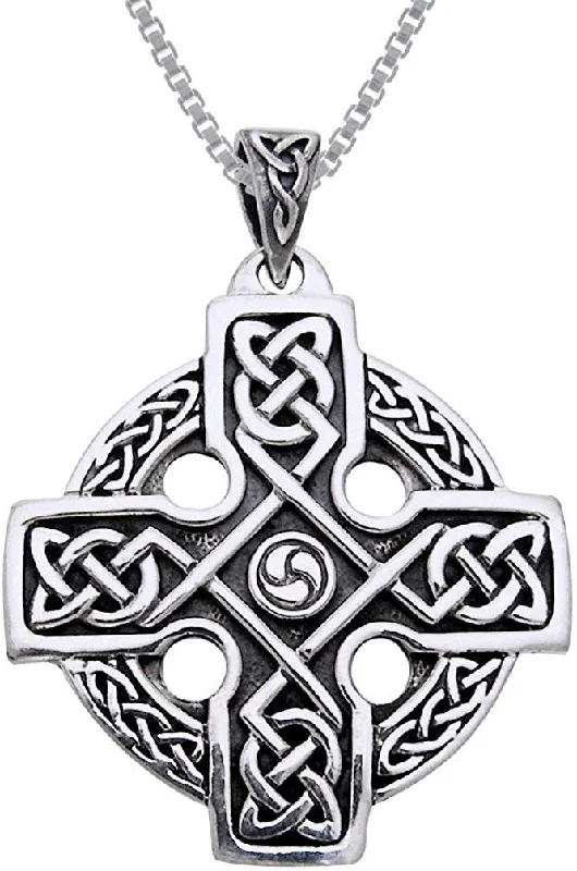 Women's mother-daughter necklaces-Jewelry Trends Celtic Trinity Knot Knights Templar Cross Sterling Silver Pendant Necklace 18"