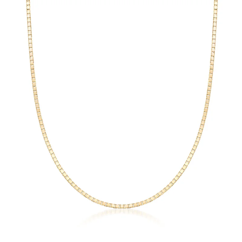 Women's sun necklaces-Ross-Simons 1mm 14kt Yellow Gold Box Chain Necklace